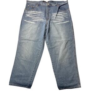 VTG ARJUN JEANS Mens 48 x 34 Classic Fit Cotton Blend Distressed Light Wash NWOT